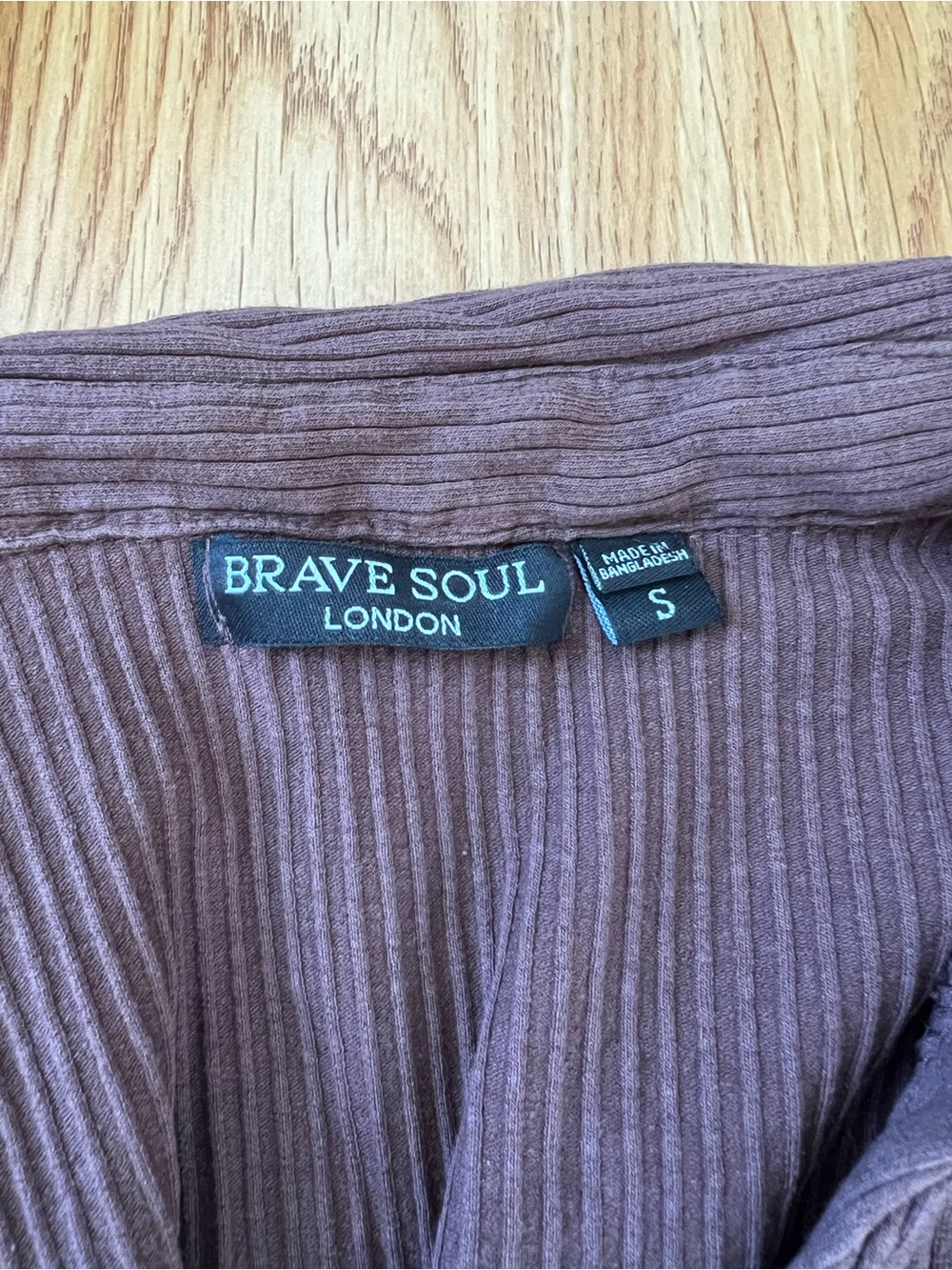 Brave Soul Women's Ribbed Button-Down Long Sleeve Top - Brown - Picture 3 of 3